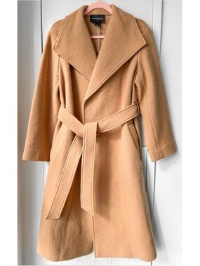 Club Monaco camel brown plush wrap coat